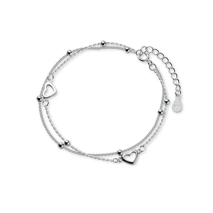 S925 Silver Double Layer Heart Bracelet