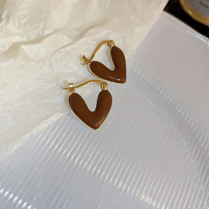 Vintage Dripping Oil U-shaped Earring for Women Simple Hoop Earrings Temperament Personality All-matching Jewelry Female 2024